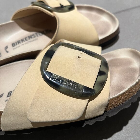 Madrid Big Buckle Nubuck Leather Almond Sandals Size EU 39 (8-8.5 US) - Picture 9 of 11